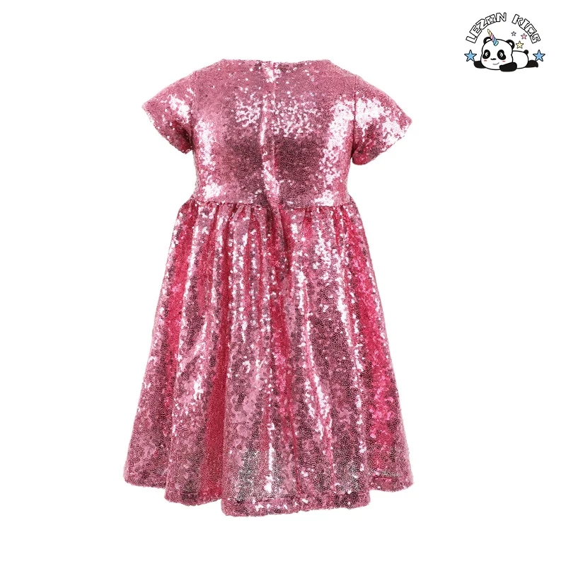 LEZONKIDS - Customizable New Summer 2-12T Girls Dress Bling Kids Children Fashion Clothes Sequins Dress